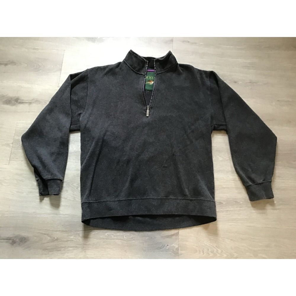Orvis Mens Large Charcoal Gray 1/4 Zip Pullover Midweight Cotton Model